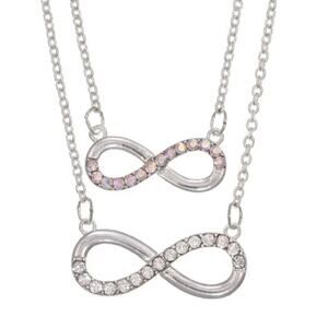 FAO Schwarz Infinity Pendant Mother Daughter Necklace Set in Fine Silver Plating